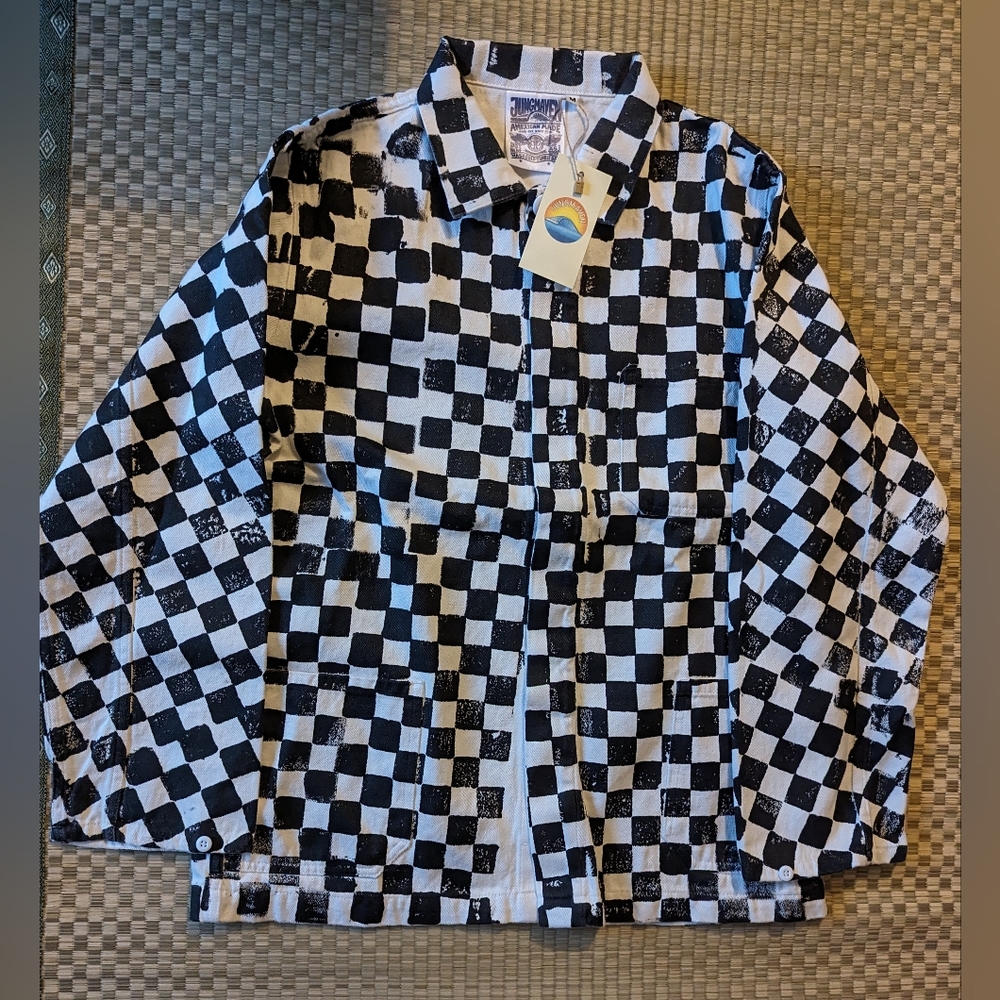 NWT Jungmaven Olympic Jacket Hemp Stamp Checker Men's Size Medium Made in USA